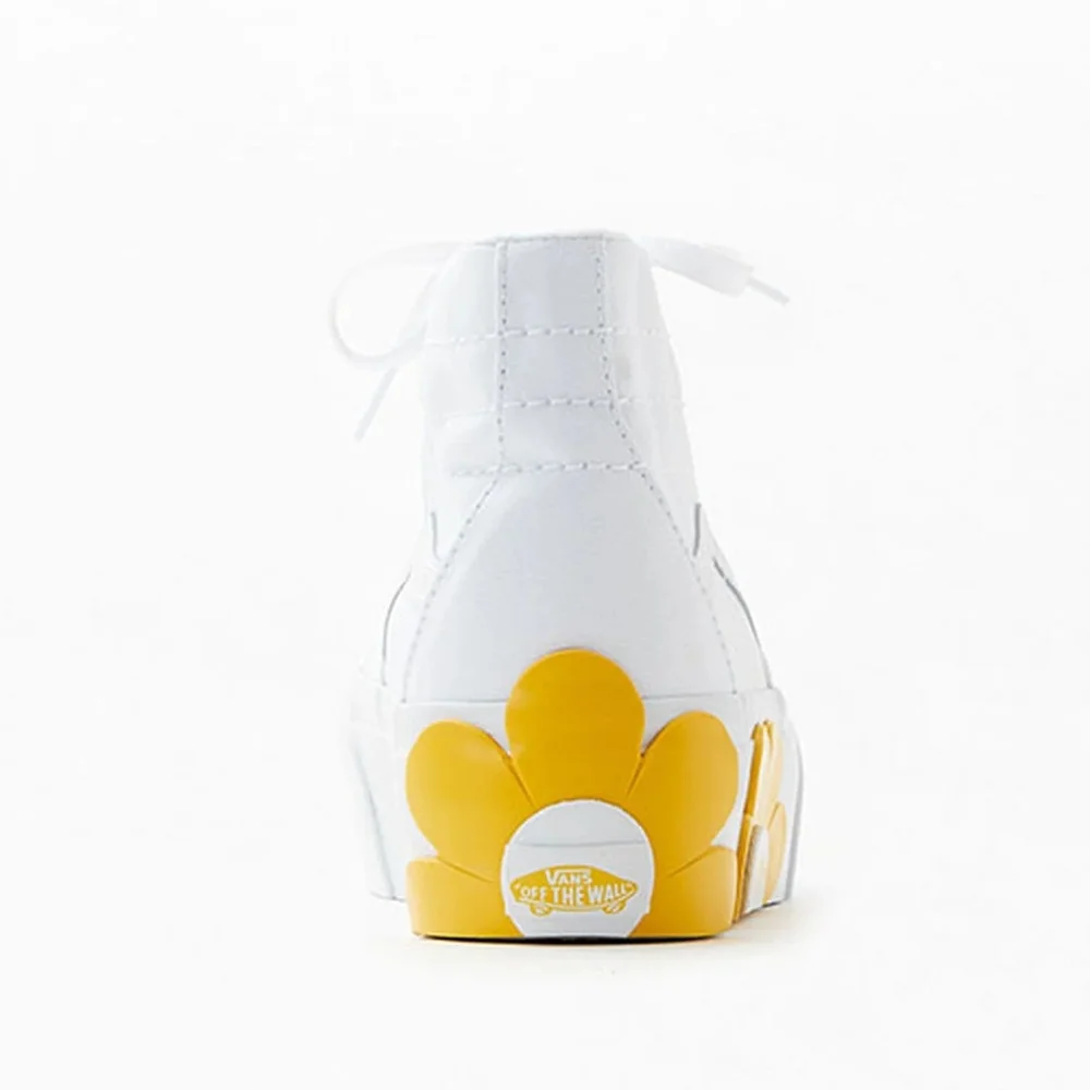 Vans Women's White and Yellow Flower High-Top Sneakers - Picture 3 of 4